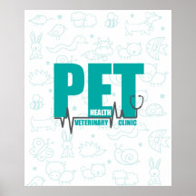 Kliniskt modernt blått veterinärreklam