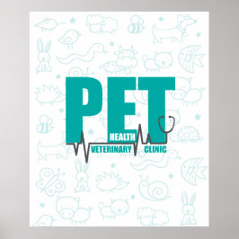 Kliniskt modernt blått veterinärreklam poster