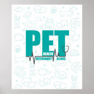 Kliniskt modernt blått veterinärreklam poster