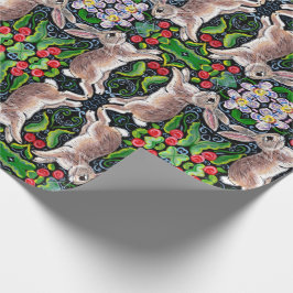 Klint julbunny Rabbit Ro Holly Gift Wrap Presentpapper