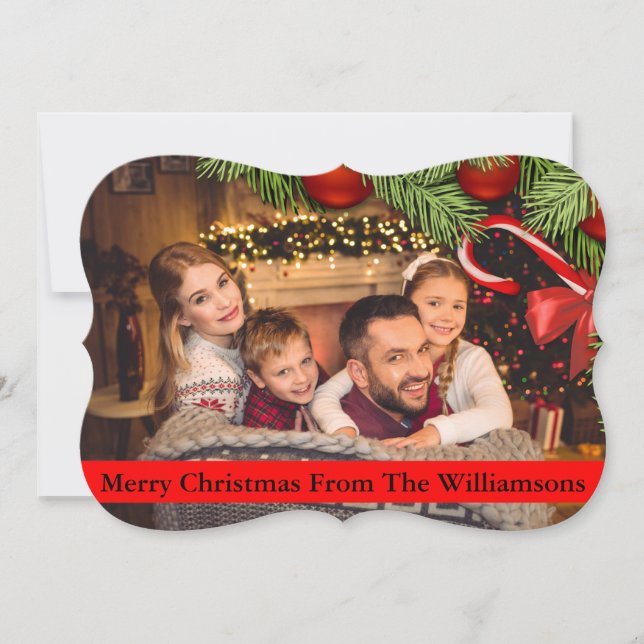 Klipp av julgran och Candy cane Gräns Finare Julkort (Framsida)