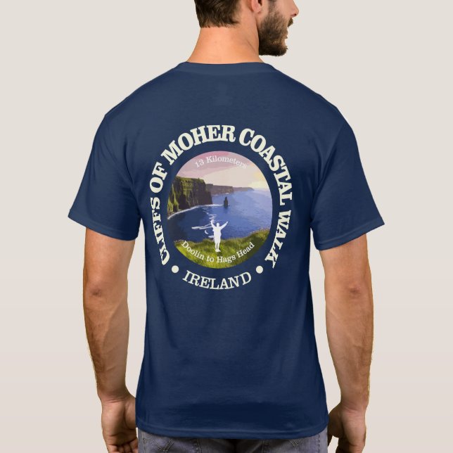 Klipp av Moher Coastal Walk (rd) T Shirt (Baksida)