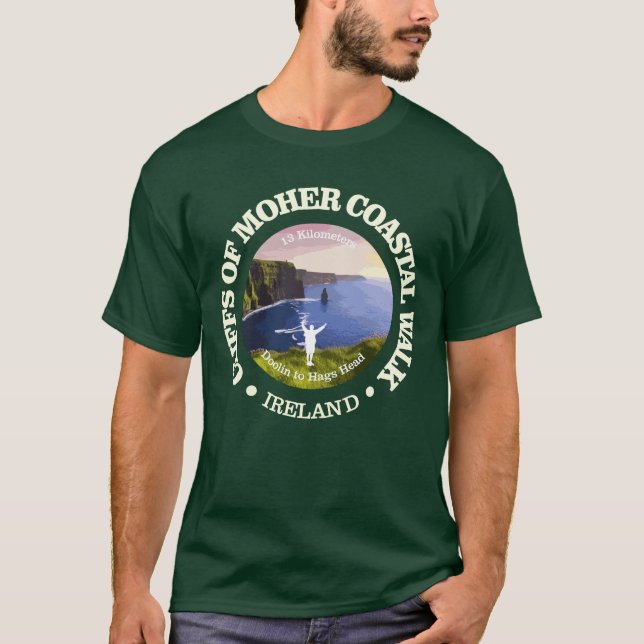 Klipp av Moher Coastal Walk (rd) T Shirt (Framsida)