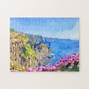 Klipp av Moher Flowers Watercolor Puzzle Pussel