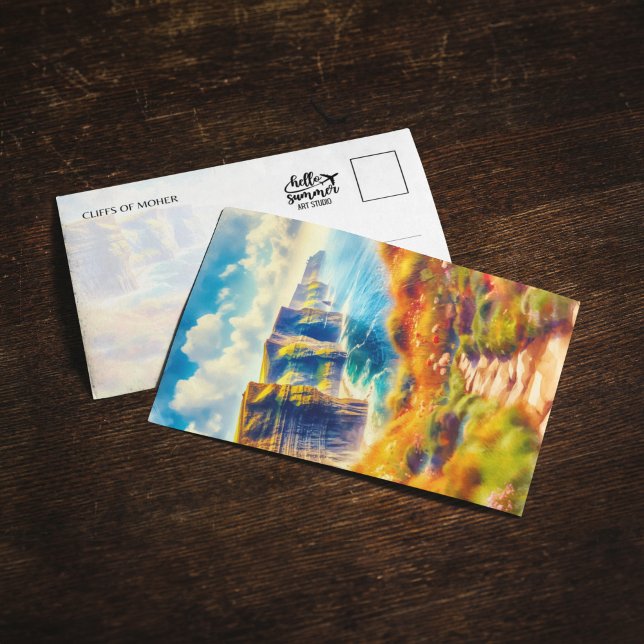 Klipp av Moher Ireland Watercolor Postcard Inbjudningar (Skapare uppladdad)