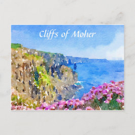 Klipp av Moher Ireland Watercolor Postcard Vykort