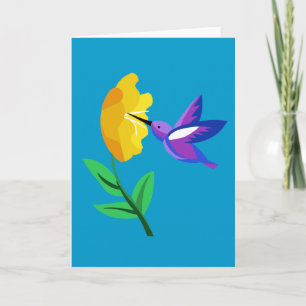 Klipp den pappra hummingbirden & blomman kort