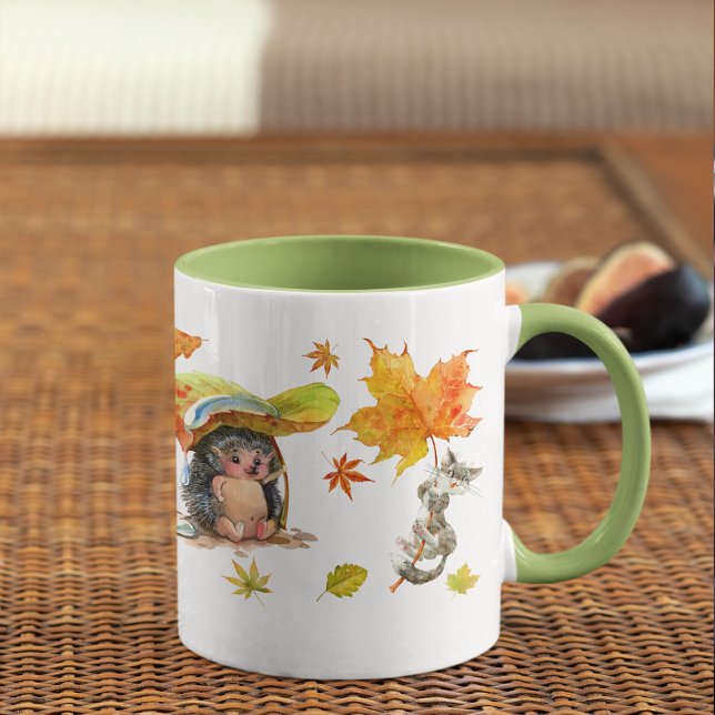 Klipp för höstkantiga djur mugg (Fall Autumn Cute Animals Clipart Mug)