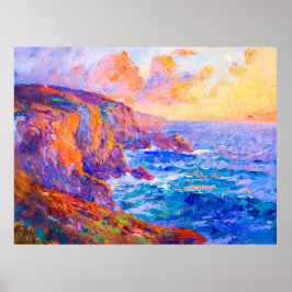 Klipp i Fiery Sunset Impressionist liggande Poster