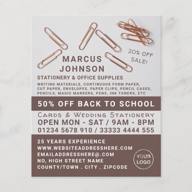 Klipp, kontorsmaterial och Kontorsmateriel, invent Flygblad (Framsidan)