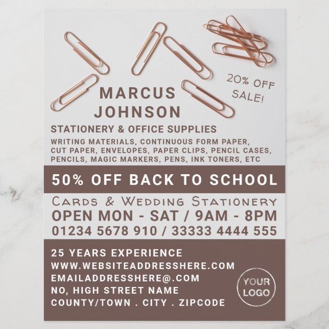 Klipp, kontorsmaterial och Kontorsmateriel, invent Reklamblad (Framsidan)