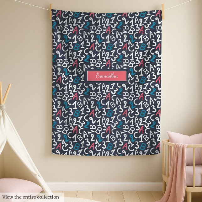 Klipp med pastellpresenten personlig back to schoo fleecefilt (Personalized back to school pastel gift throw Fleece Blanket)