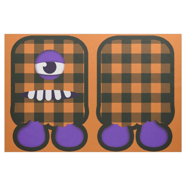 Klipp och sy orange och svart söt monsterduk  tyg (Fat Quarter)