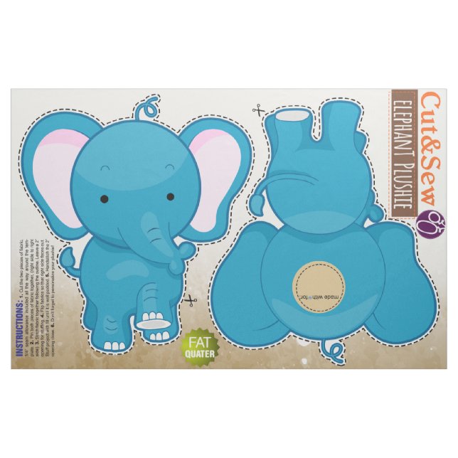 Klipp och sy: Slösa elefanten Tyg (Fat Quarter)