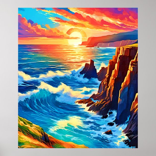 Klipp på Sunset: Ocean's Golden Hour Poster (Framsidan)