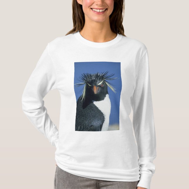 Klipp pingvin (Eudyptes chrysocome) Tee (Framsida)