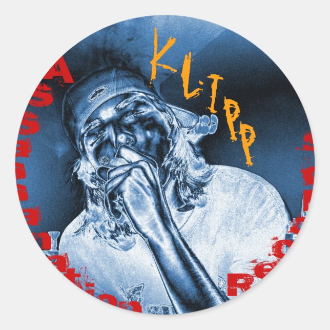 Klipp Stickers Runt Klistermärke (Framsida)