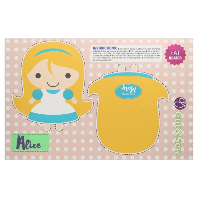 Klipp & sy Alice i underland - DIY-plysch Tyg (Fat Quarter)