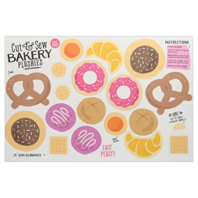 Klipp & sy bagerityg - roligt DIY Plushies Tyg (Fat Quarter)