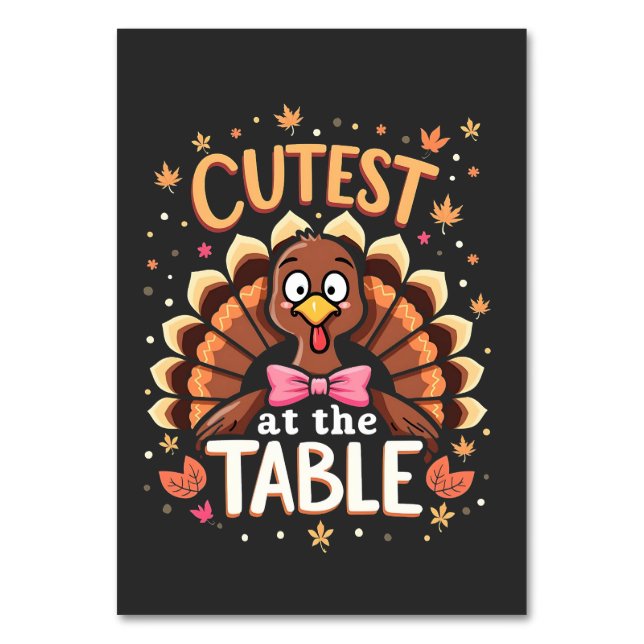 Klipp Turkiet på den Bord-funniga Thanksgivingen Bordsnummer (Framsidan)