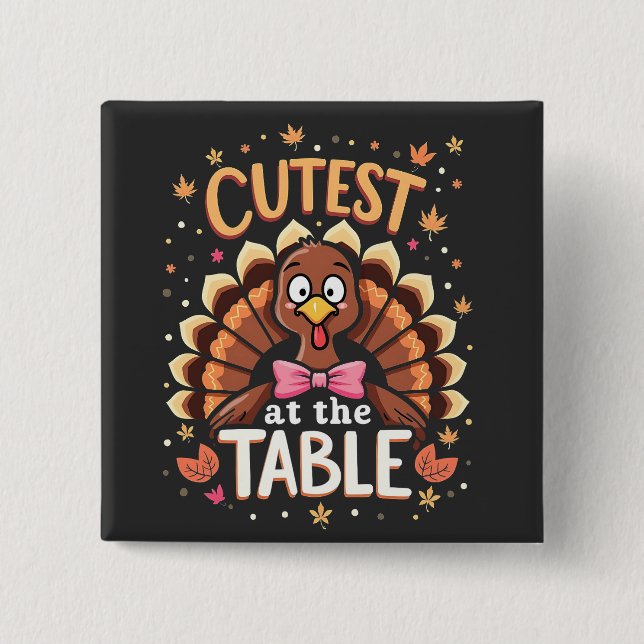 Klipp Turkiet på den Bord-funniga Thanksgivingen Knapp (Framsida)