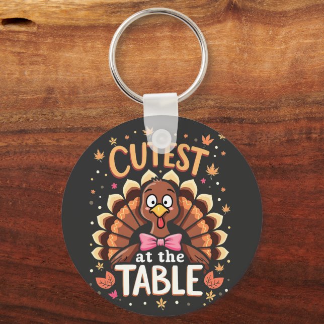 Klipp Turkiet på den Bord-funniga Thanksgivingen Nyckelring (Framsida)