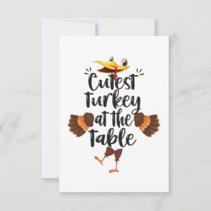 Klipp Turkiet vid Bord Cute Thanksgiving Fall OSA Kort