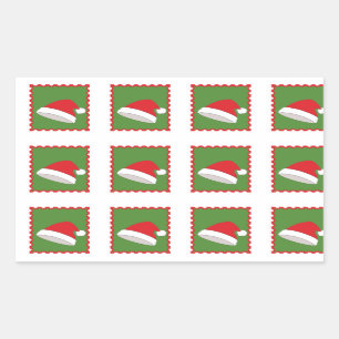Klipp ut frimärke från Santa Rektangulärt Klistermärke