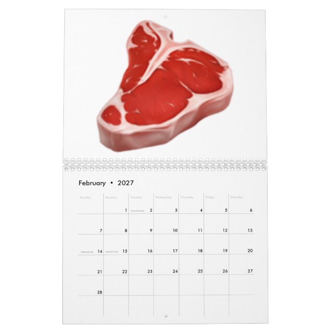 Klipp ut Kött - Emoji Kalender (Feb 2027)