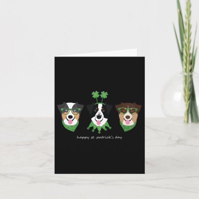 Klipp ut lycklig St patricks day Australian shephe Kort (Framsida)