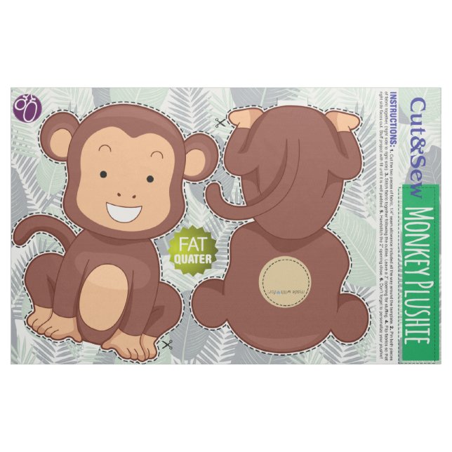 Klipp ut och visa: Jungle Monkey Tyg (Fat Quarter)