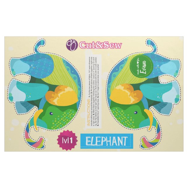 Klipp ut och visa lappverk Elephant - Easy DIY Pro Tyg (Fat Quarter)