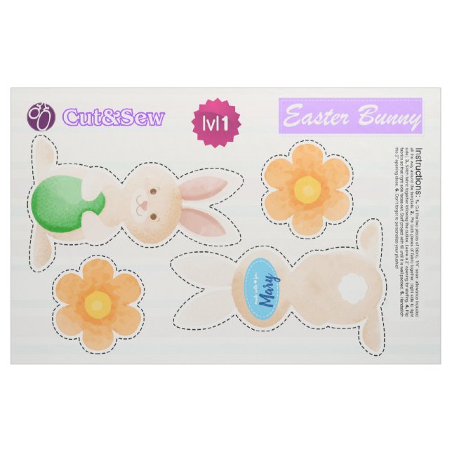 Klipp ut och visa Påskhare - enkelt DIY-projekt Tyg (Fat Quarter)