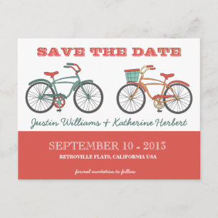 Klipp ut retro-Vintage Bicycles Save Date (spara d Spara Datumet