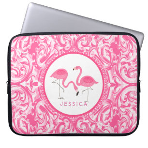 Klipp ut Rosa Flamingos med Rosa Swirls Laptop Fodral