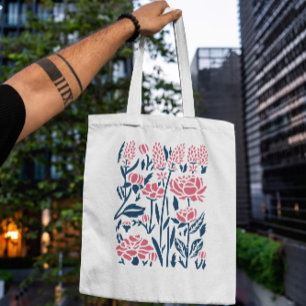 Klipp ut Rosa Flowers Tygkasse