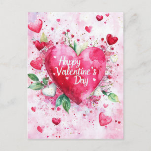 Klipp ut rosa Hearts Valentines Hälsning Vykort