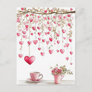 Klipp ut rosa Hearts Valentines Hälsning Vykort