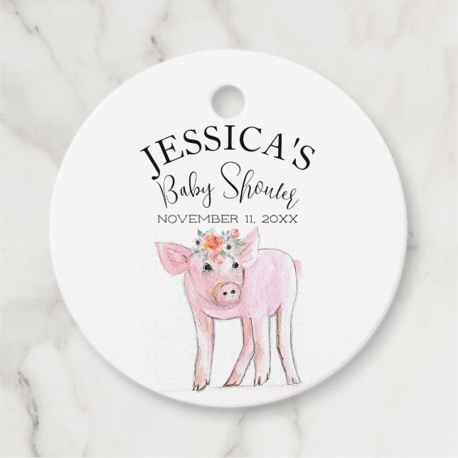 Klipp ut småfärgad vattenfärg Babyskuva Boho Girl Gåvor Etiketter (Framsida)