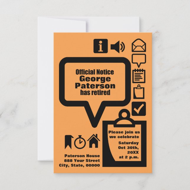 Klipp Välj din färg2-Anpassningsbar Pension Party Inbjudningar (Framsida)