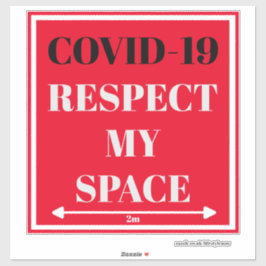 Klipp vinyletikett - COVID-19 Respect My Space 2 m Klistermärken