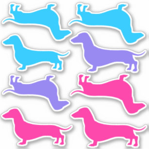 Klipp vinylstickers - flerfärgade doachshunds klistermärken