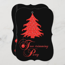 Klippa för snörepartyet för julgranen den röda inbjudningar