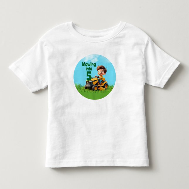 Klippa gräsmattan på födelsedagsfest för gräsklipp t shirt (Framsida)