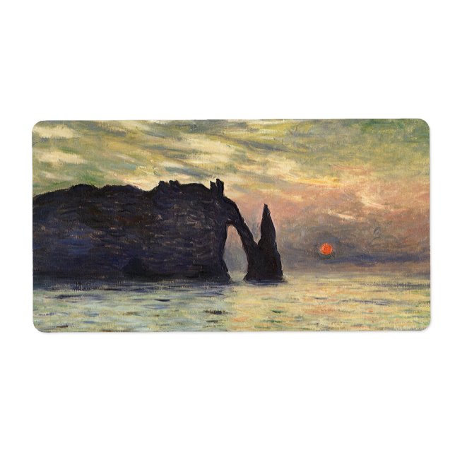 Klippan, Etretat, Solnedgång av Claude Monet Fraktsedel (Framsidan)