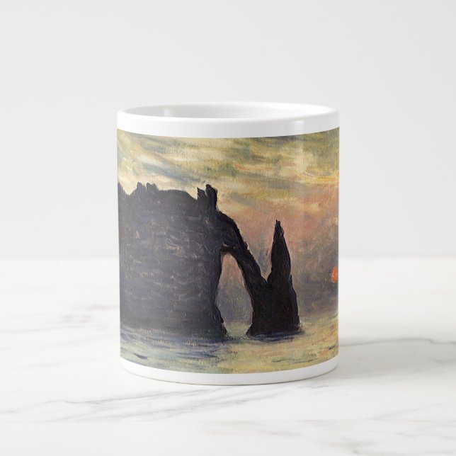 Klippan Etretat, solnedgång av Claude Monet Jumbo Mugg (Framsidan)