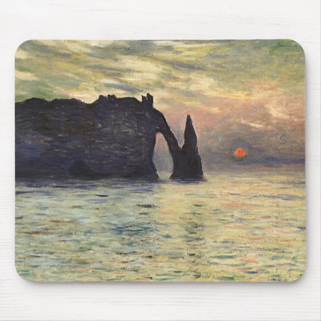 Klippan Etretat, solnedgång av Claude Monet Musmatta (Framsidan)