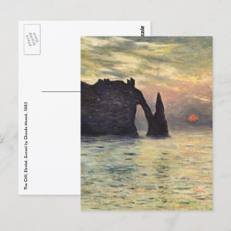 Klippan Etretat, solnedgång av Claude Monet Vykort