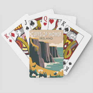 Klippan Moher Irland Blommor Resa Konst Vintage Casinokort