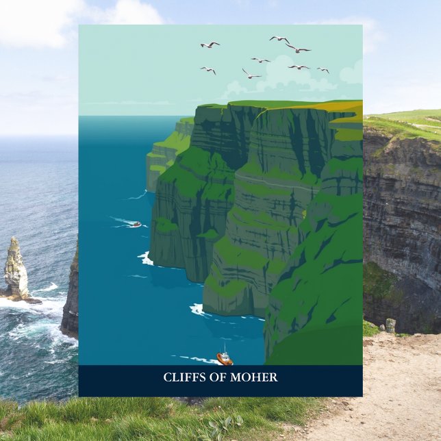 Klippan Moher, Irland Resa Vintage vykort (Cliffs of Moher, Ireland Travel Vintage)